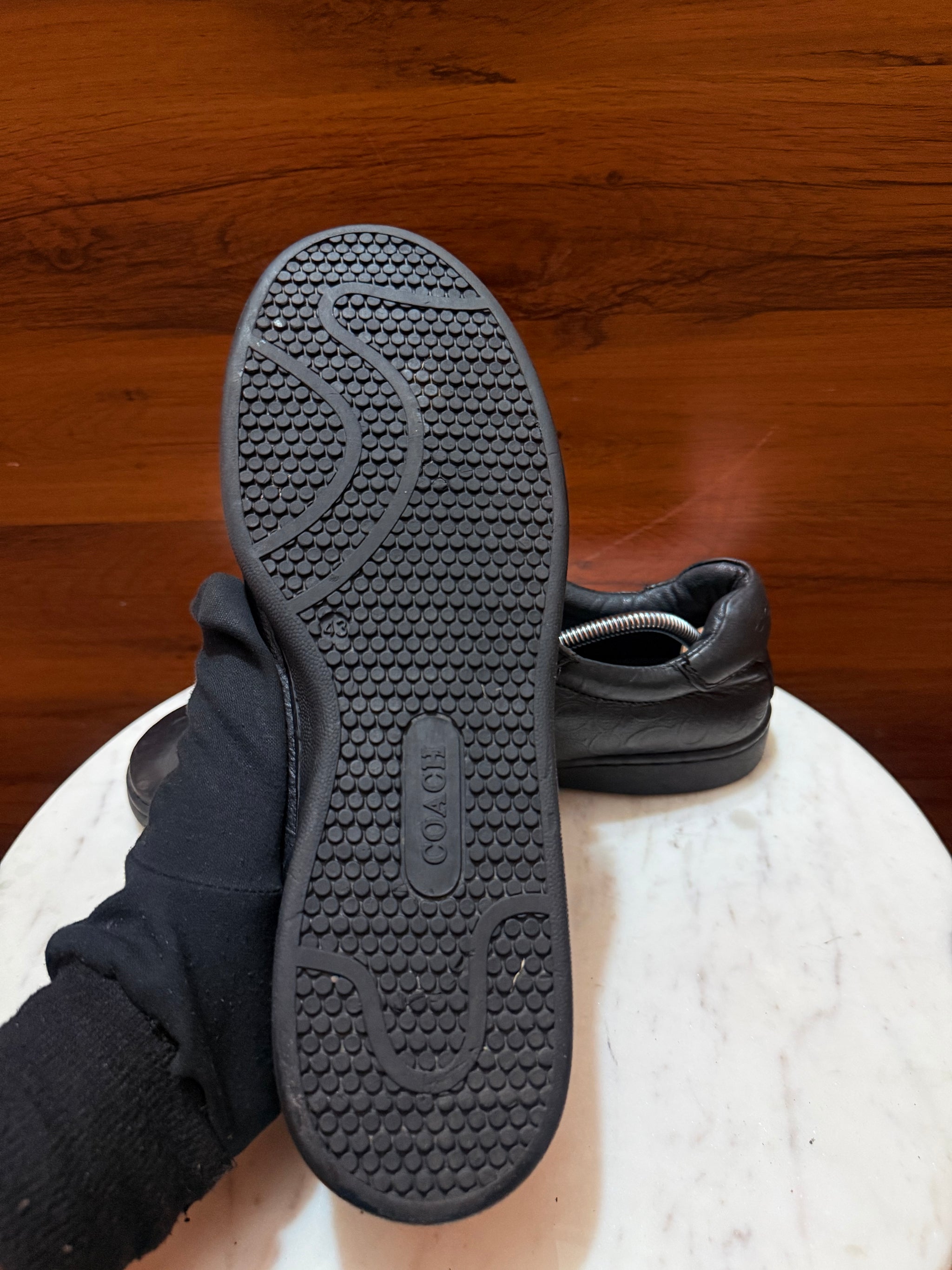Coach Signature Monogram Embossed Leather Low-Top Sneakers