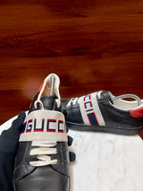 Gucci Ace Jacquard Elastic Logo Leather Sneakers