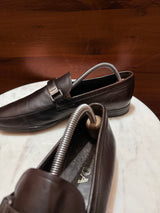 Prada Engraved Logo Bit Leather Loafers