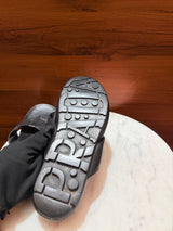 Prada Linea Rossa Metal Logo Leather Flip-Flop Sandals