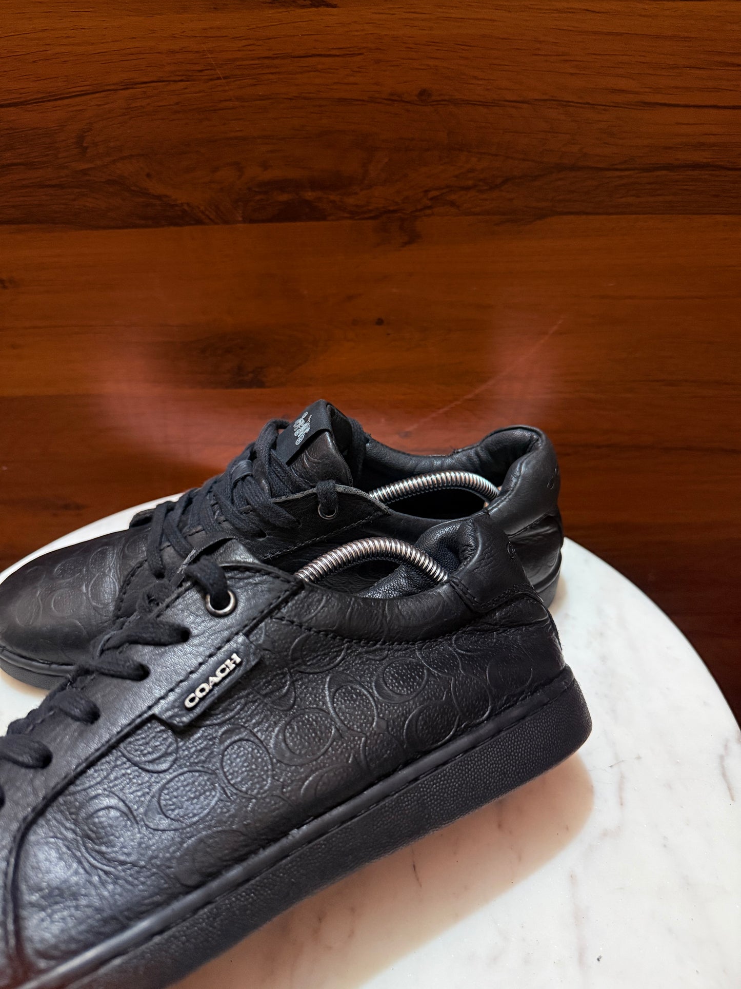 Coach Signature Monogram Embossed Leather Low-Top Sneakers