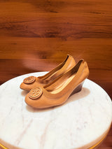 Tory Burch Reva Logo Leather Wedge Pumps