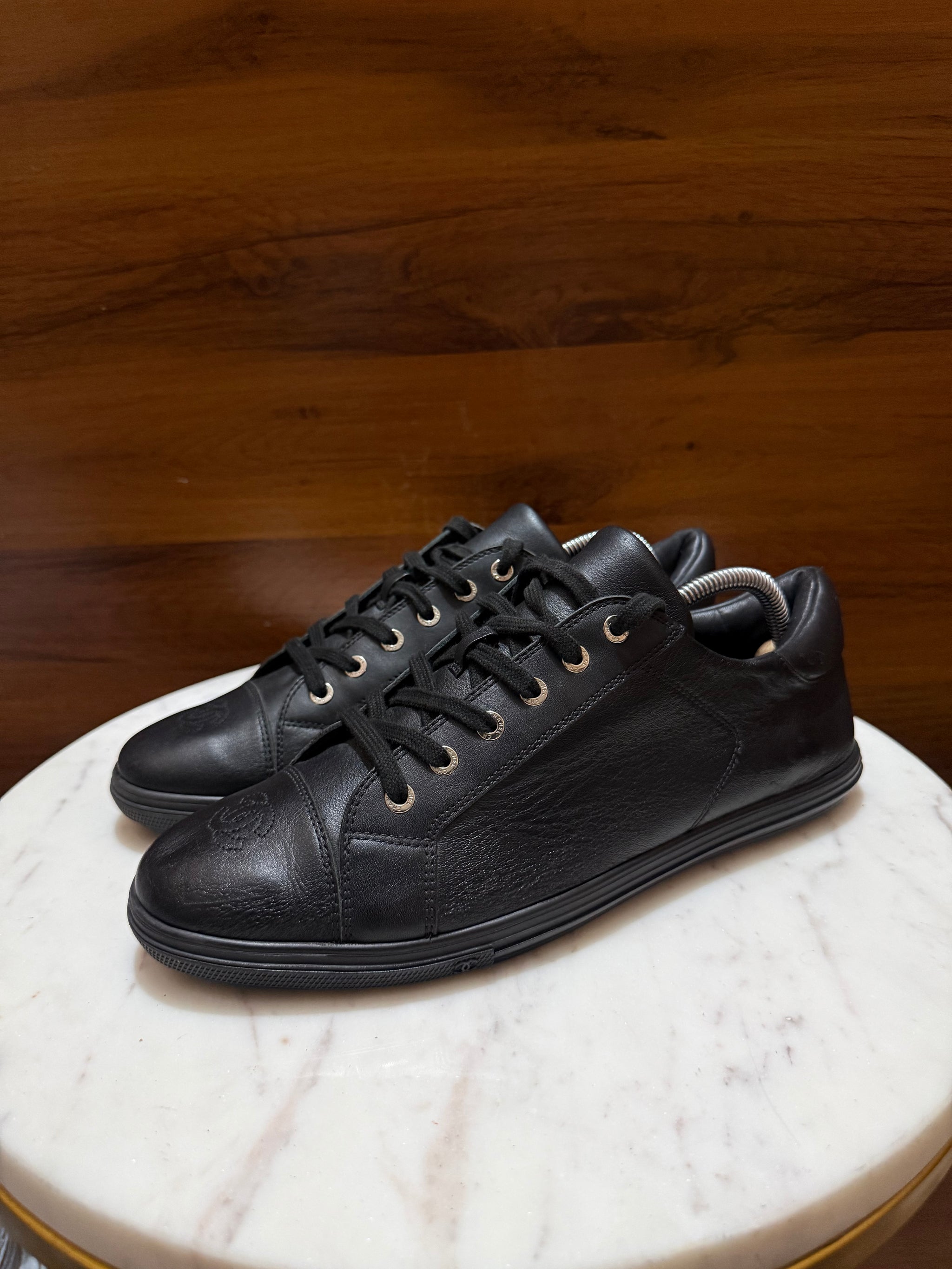 Chanel Interlocking CC Embroidered Leather Low-Top Sneakers