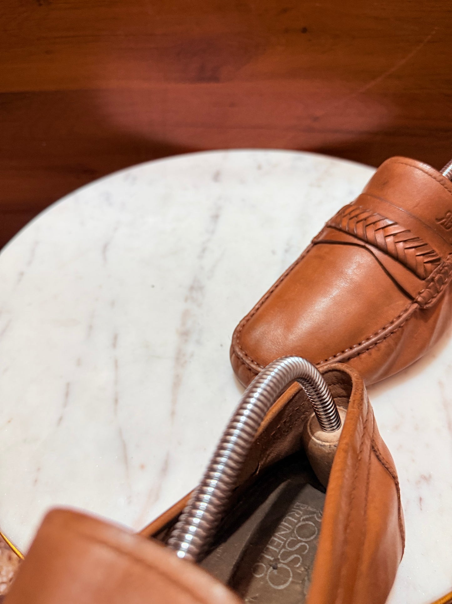 Rosso Brunello Woven Leather Penny Loafers