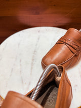 Rosso Brunello Woven Leather Penny Loafers