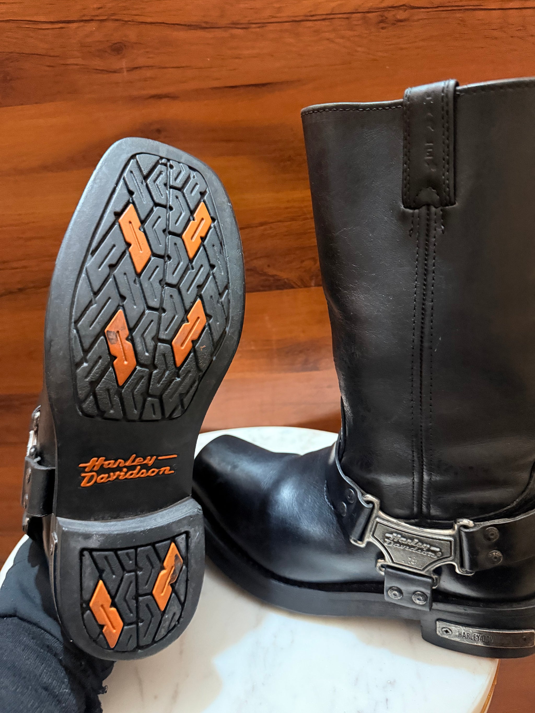 Harley-Davidson Harness Metal Plate Leather Biker Boots