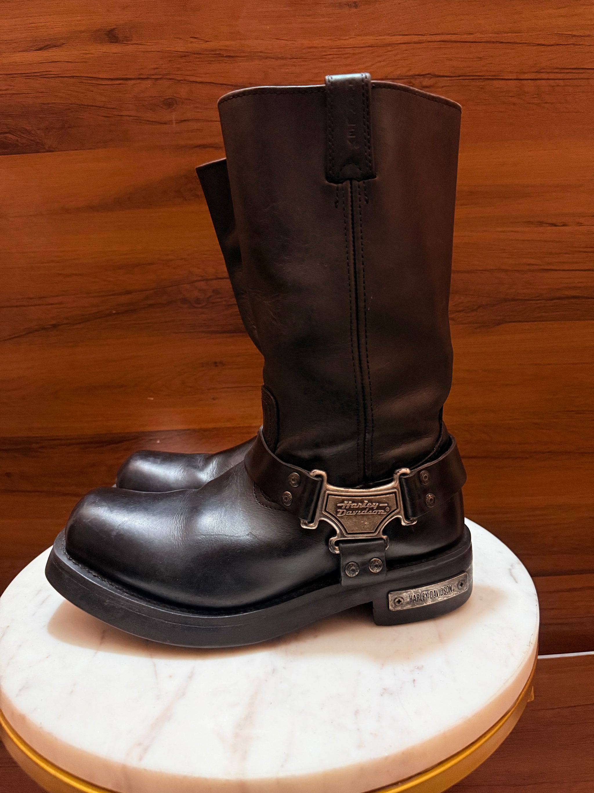 Harley-Davidson Harness Metal Plate Leather Biker Boots