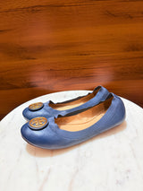 Tory Burch Minnie Travel Logo Medallion Leather Ballet Flats