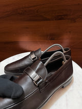 Prada Engraved Logo Bit Leather Loafers