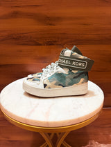 Michael Kors Logo Ankle Strap Camouflage High-Top Platform Sneakers