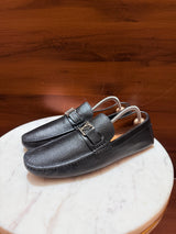 Louis Vuitton LV Initial Buckle Textured Leather Driver Loafers