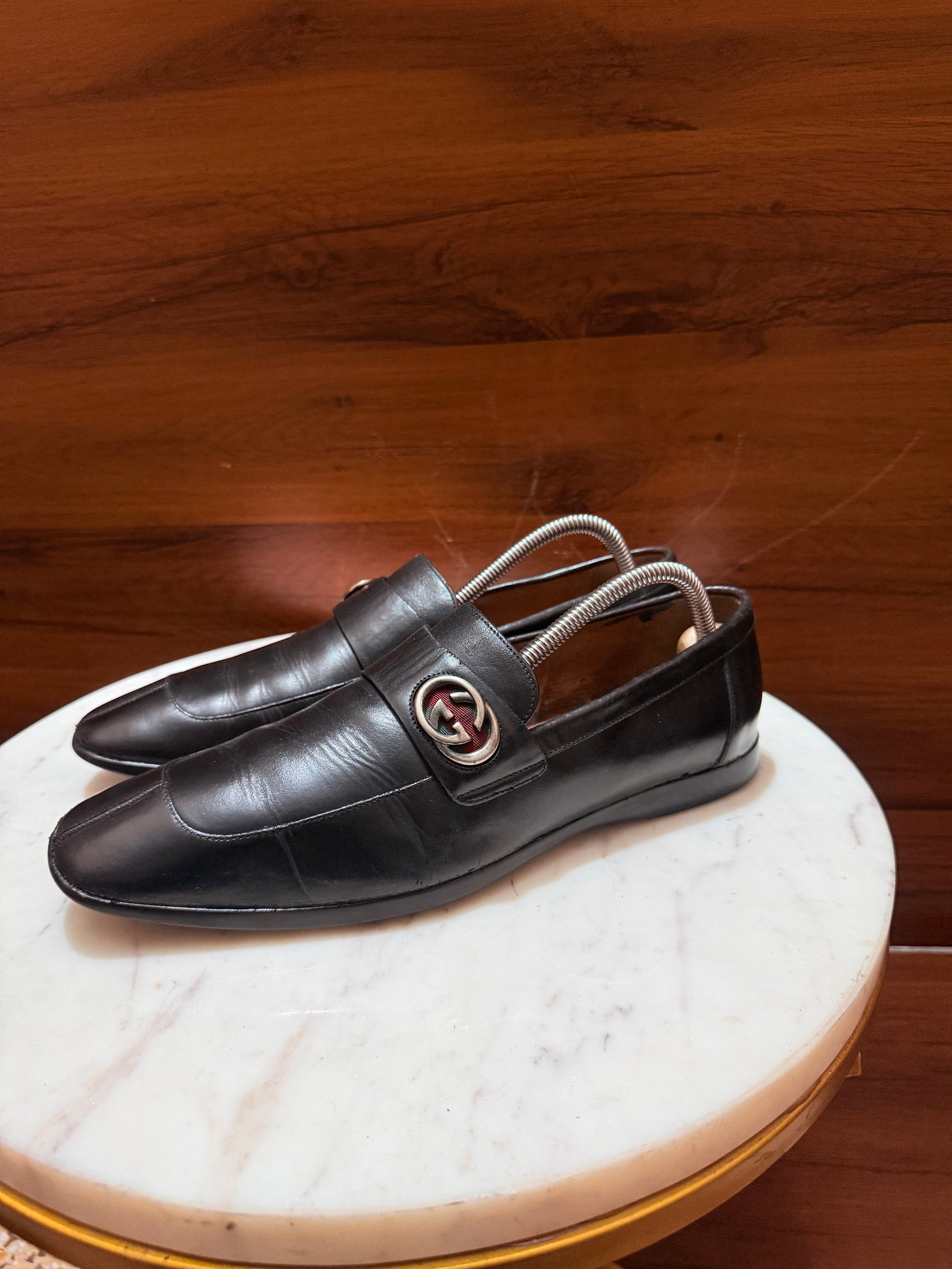 Gucci Interlocking G Logo Leather Loafers