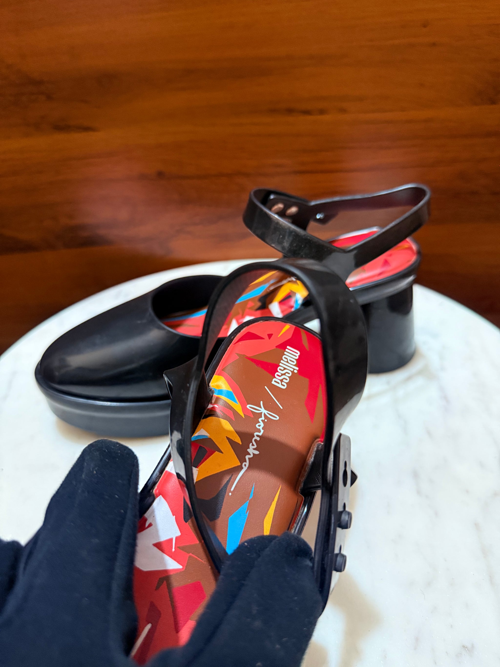 Melissa x Fioresha Melflex Ankle Strap Platform Block Heel Sandals