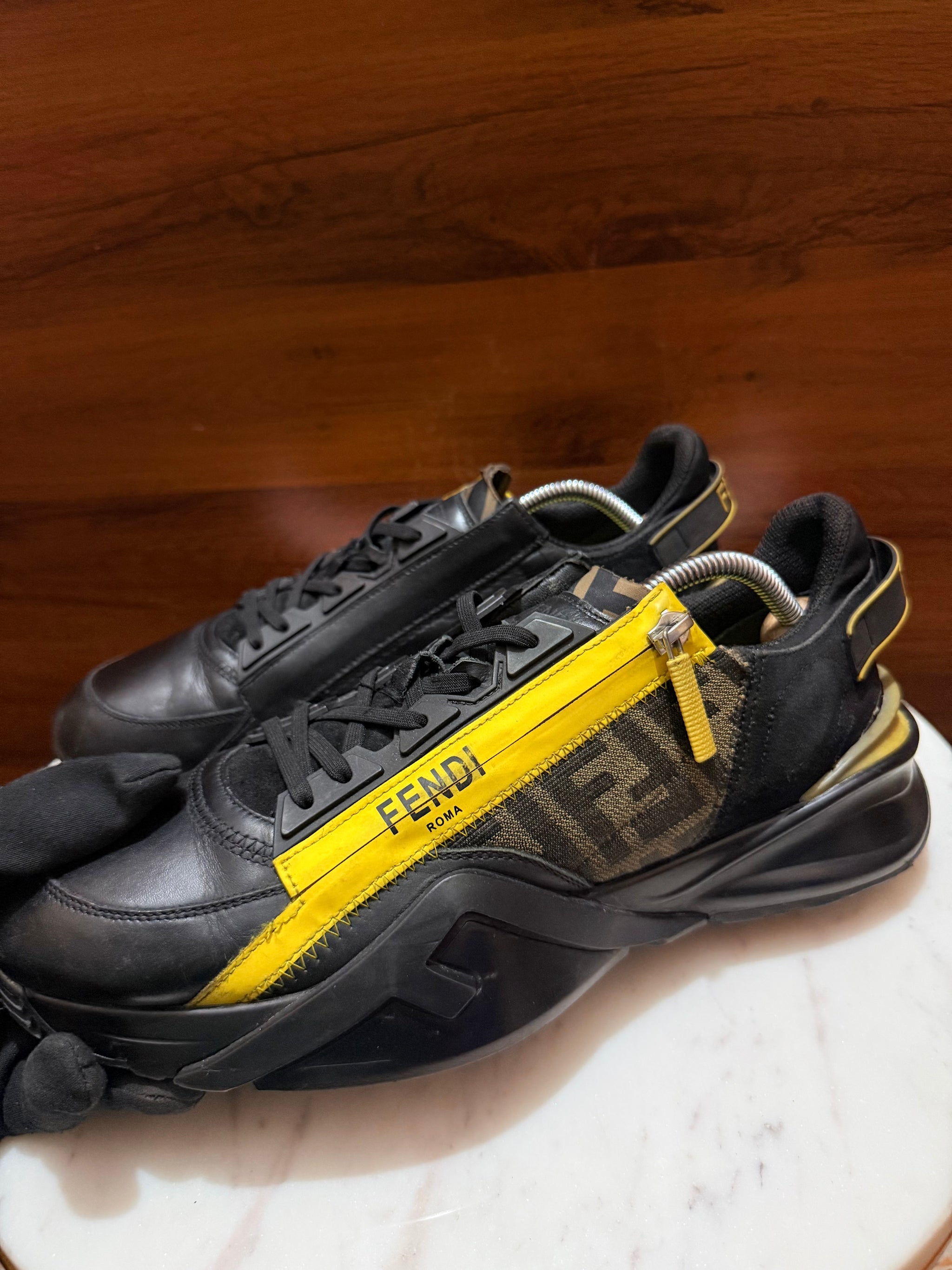 Fendi FF Monogram Zipper Low-Top Sneakers
