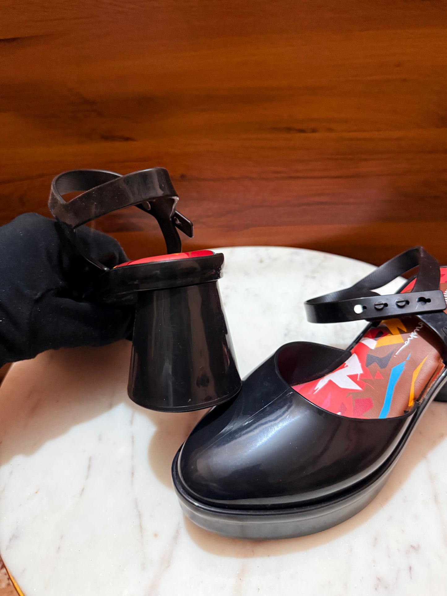 Melissa x Fioresha Melflex Ankle Strap Platform Block Heel Sandals
