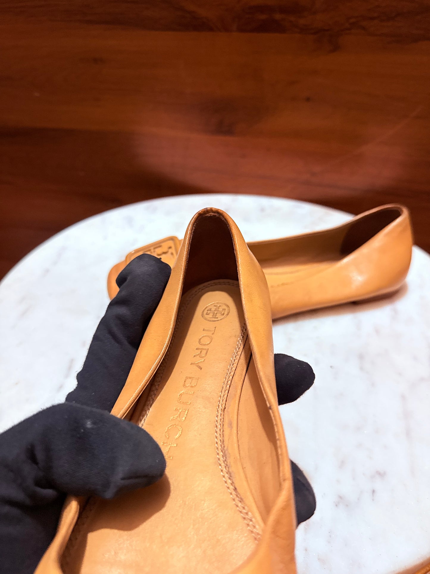 Tory Burch Georgia T-Logo Leather Ballet Flats