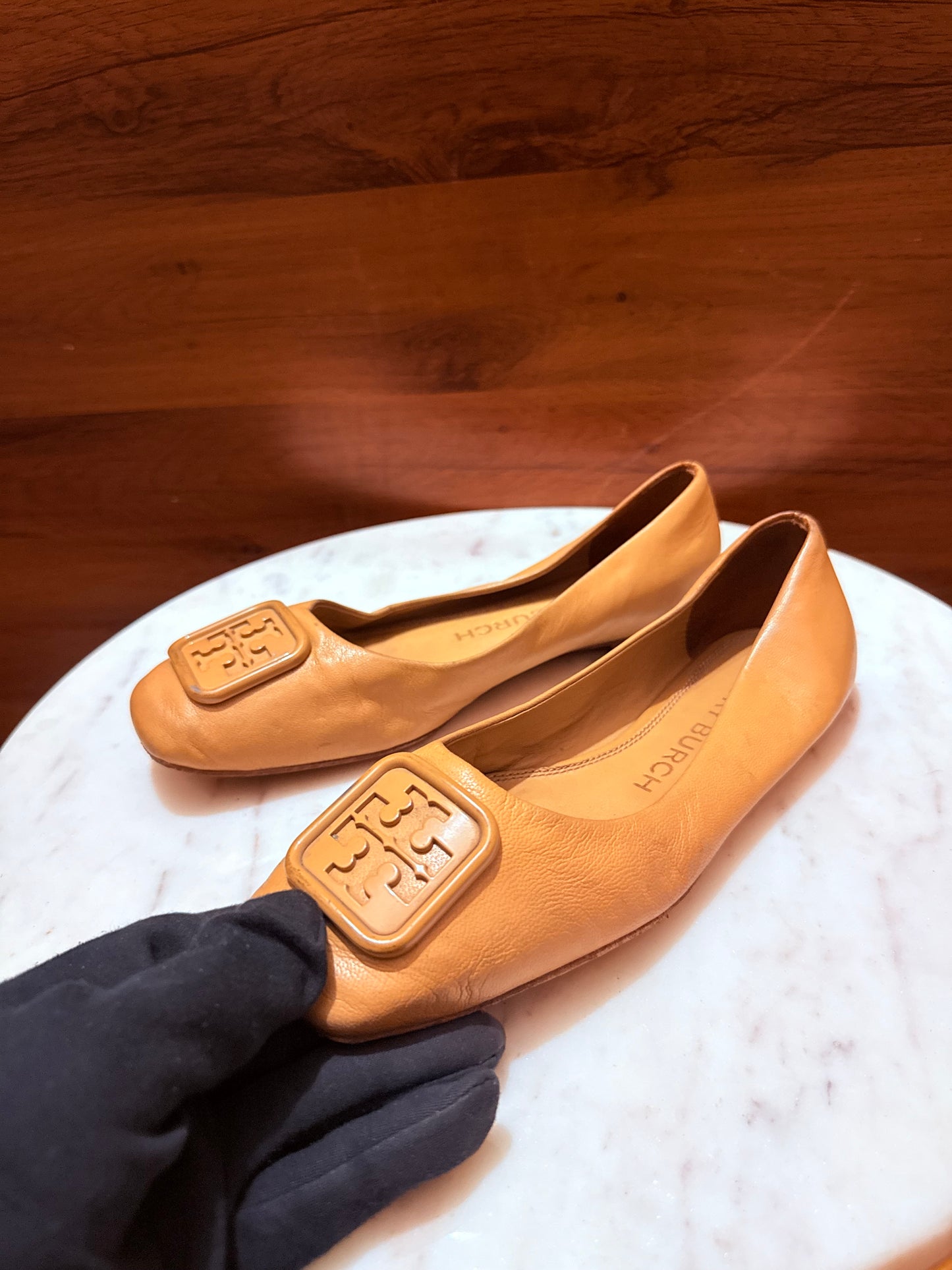 Tory Burch Georgia T-Logo Leather Ballet Flats