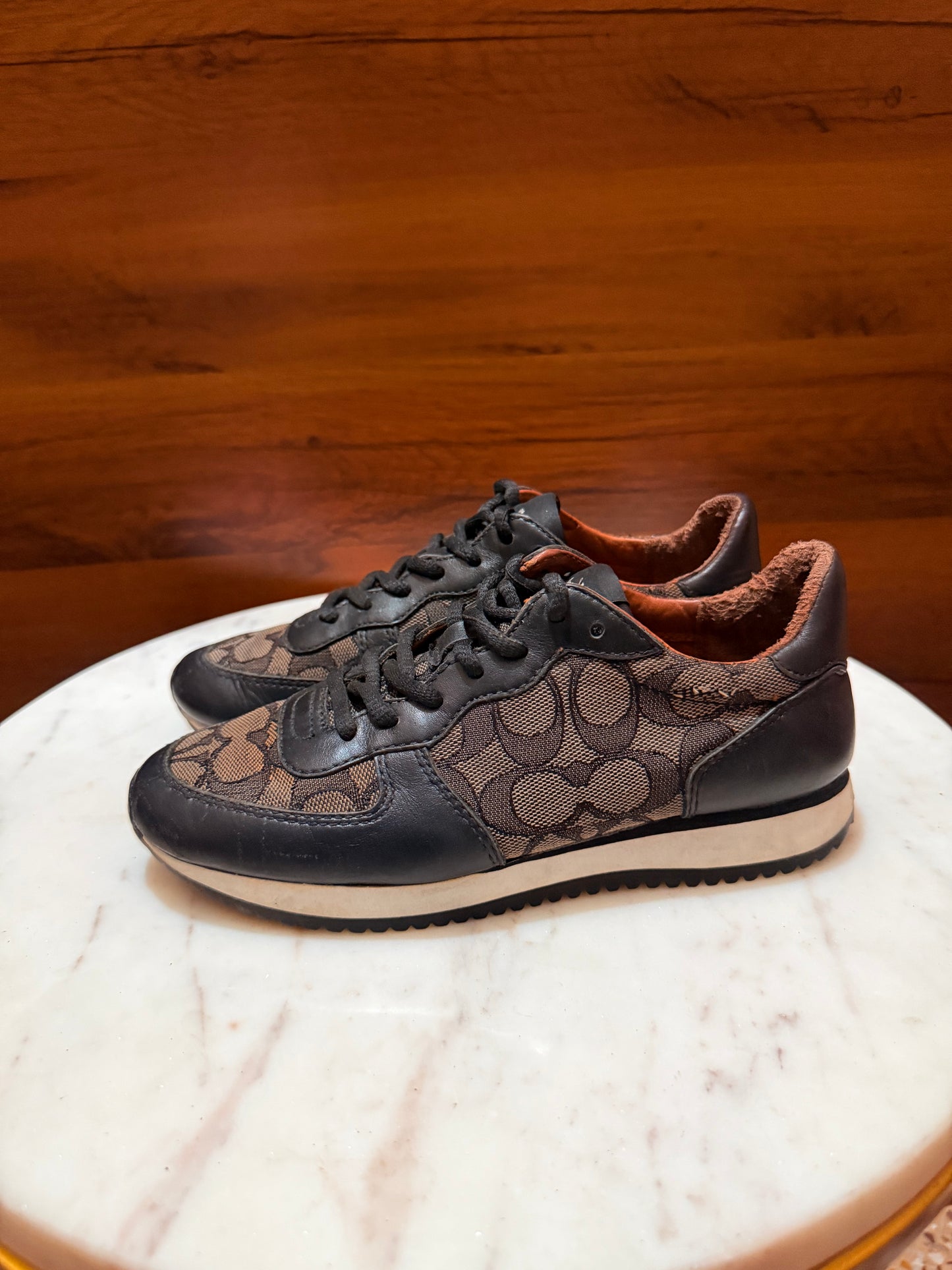 Coach Signature Monogram Canvas Low-Top Sneakers