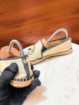 Michael Kors Logo Round Crest Canvas Jute Espadrilles