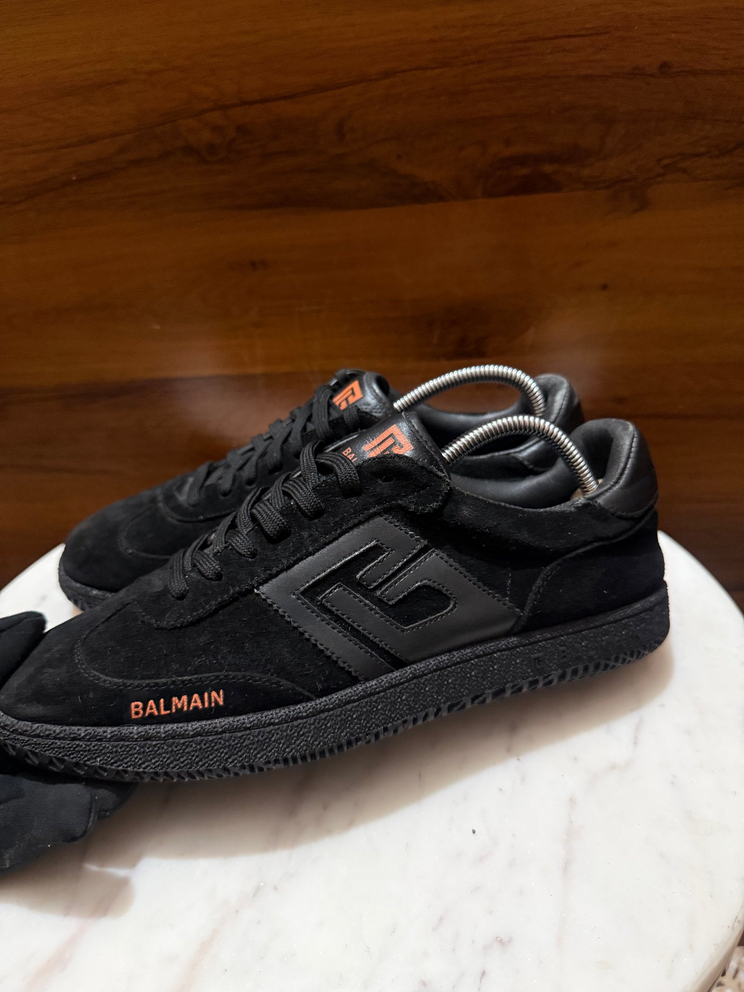 Balmain B-Court Suede & Leather Low-Top Sneakers