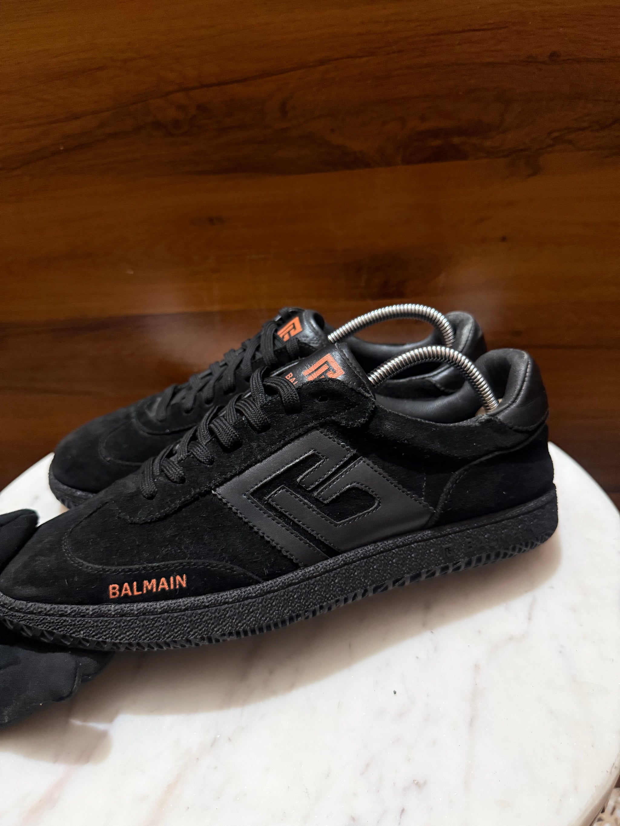 Balmain B-Court Suede & Leather Low-Top Sneakers