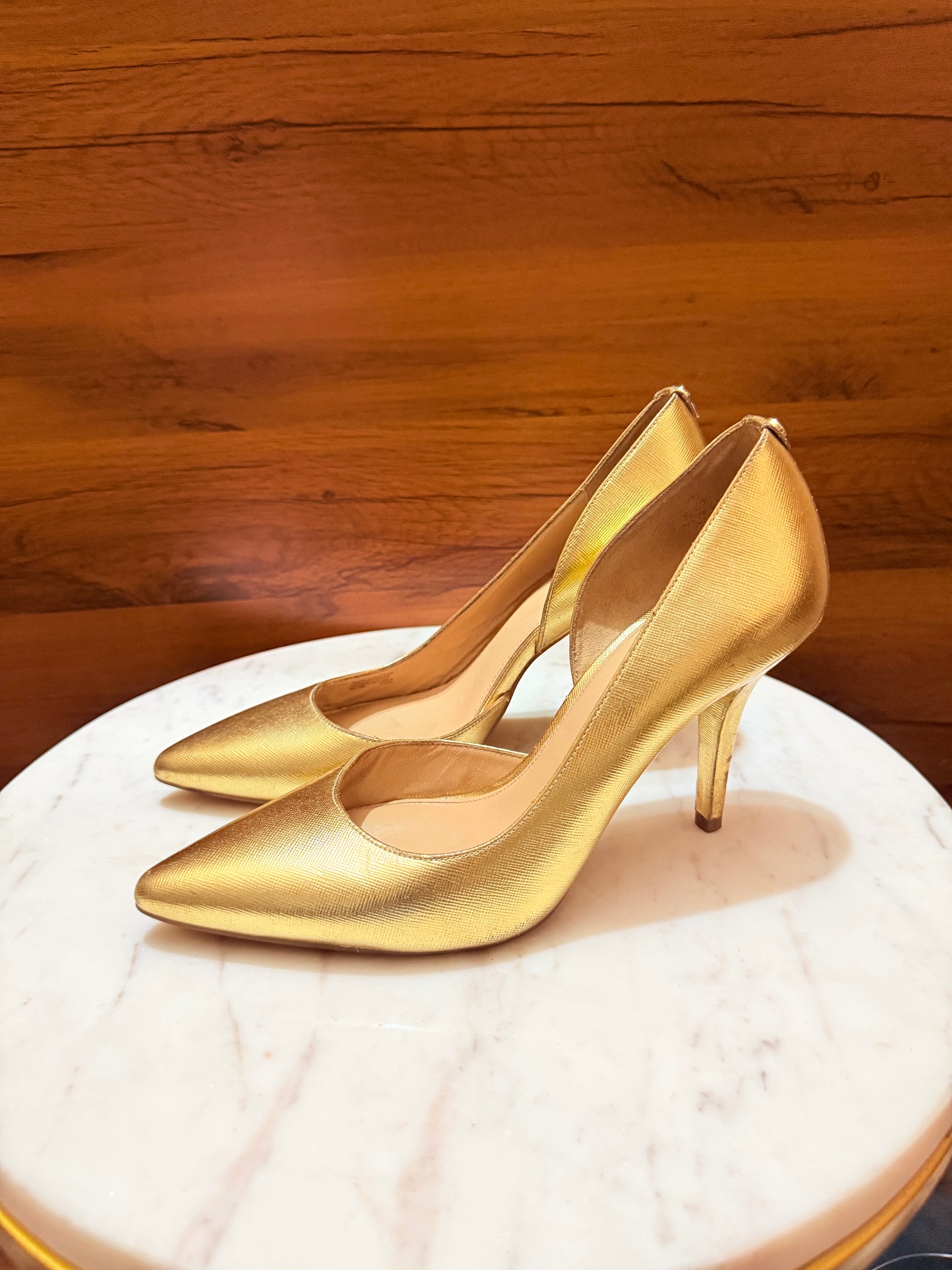 Michael Kors Metallic Saffiano Leather Pointed-Toe Pumps