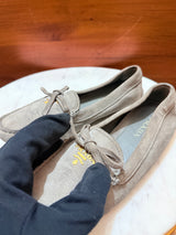 Prada Bow Detail Logo Suede Driving Loafers