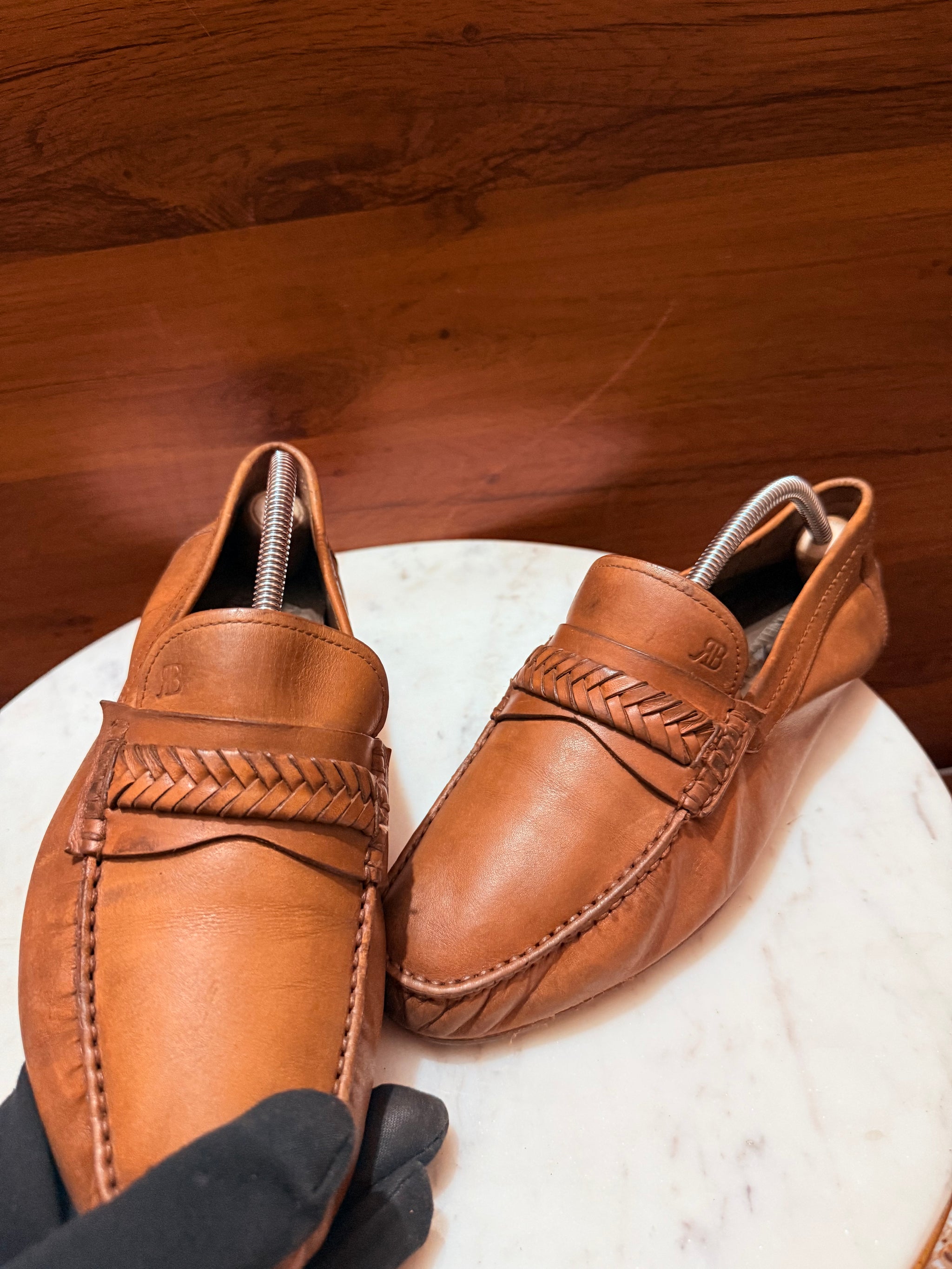 Rosso Brunello Woven Leather Penny Loafers