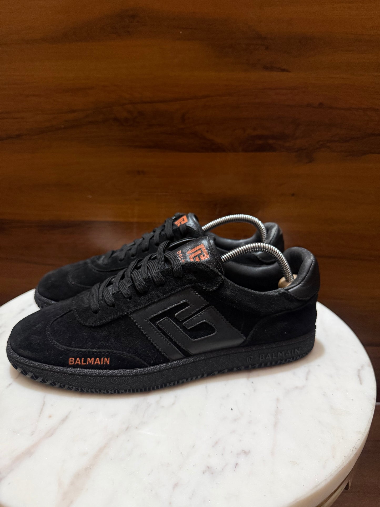 Balmain B-Court Suede & Leather Low-Top Sneakers