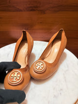 Tory Burch Reva Logo Leather Wedge Pumps