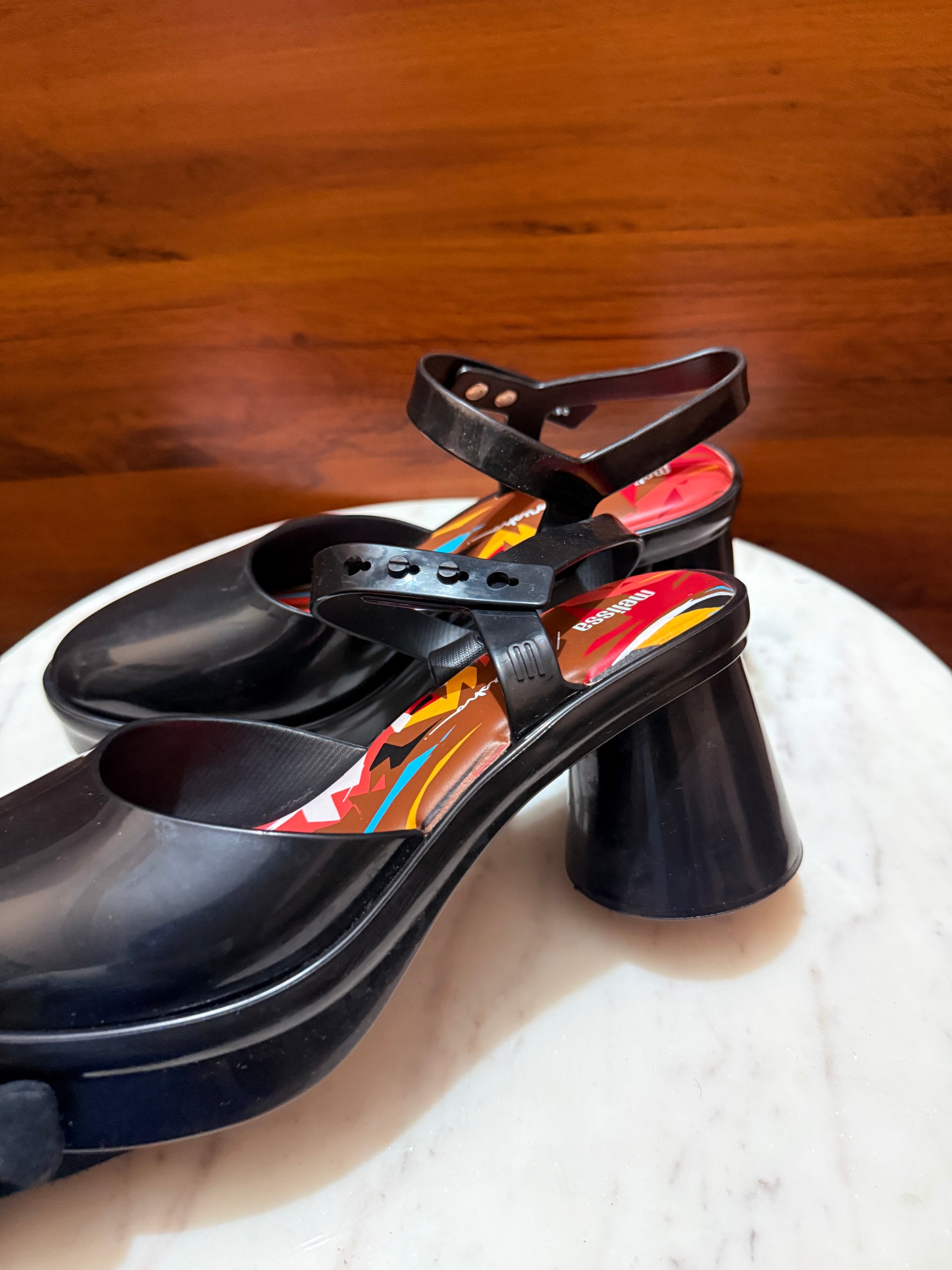 Melissa x Fioresha Melflex Ankle Strap Platform Block Heel Sandals