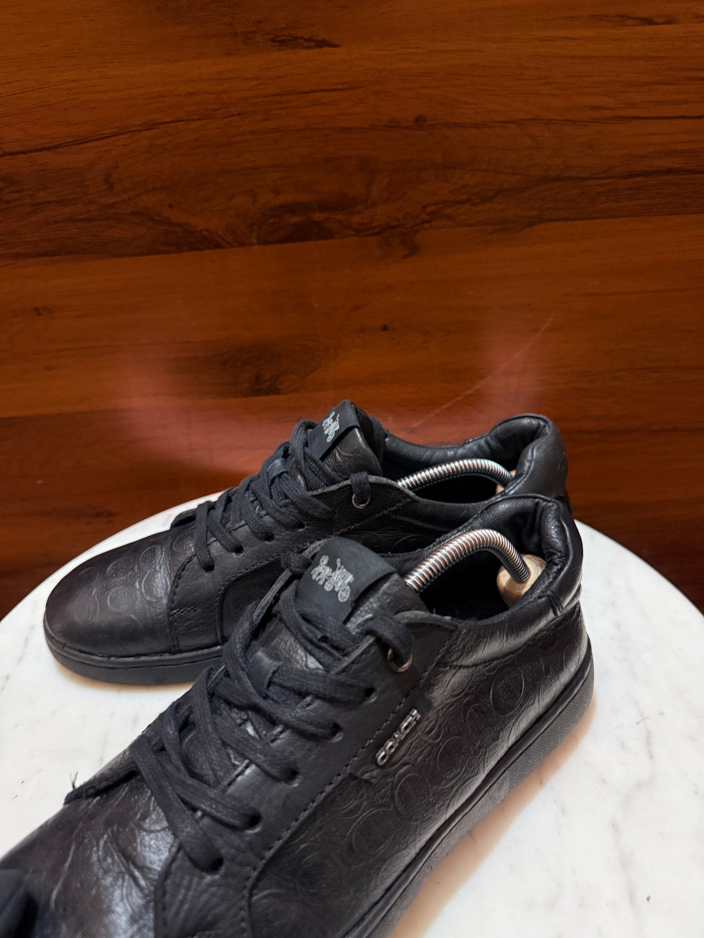 Coach Signature Monogram Embossed Leather Low-Top Sneakers
