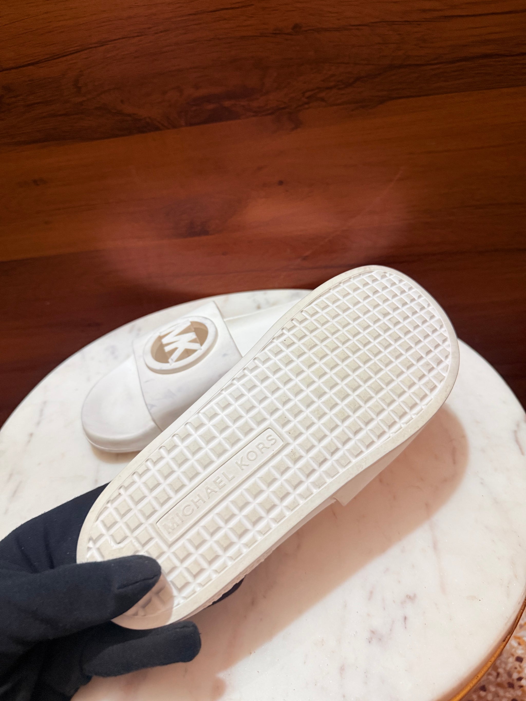 Michael Kors Raised Logo Rubber Slide Sandals