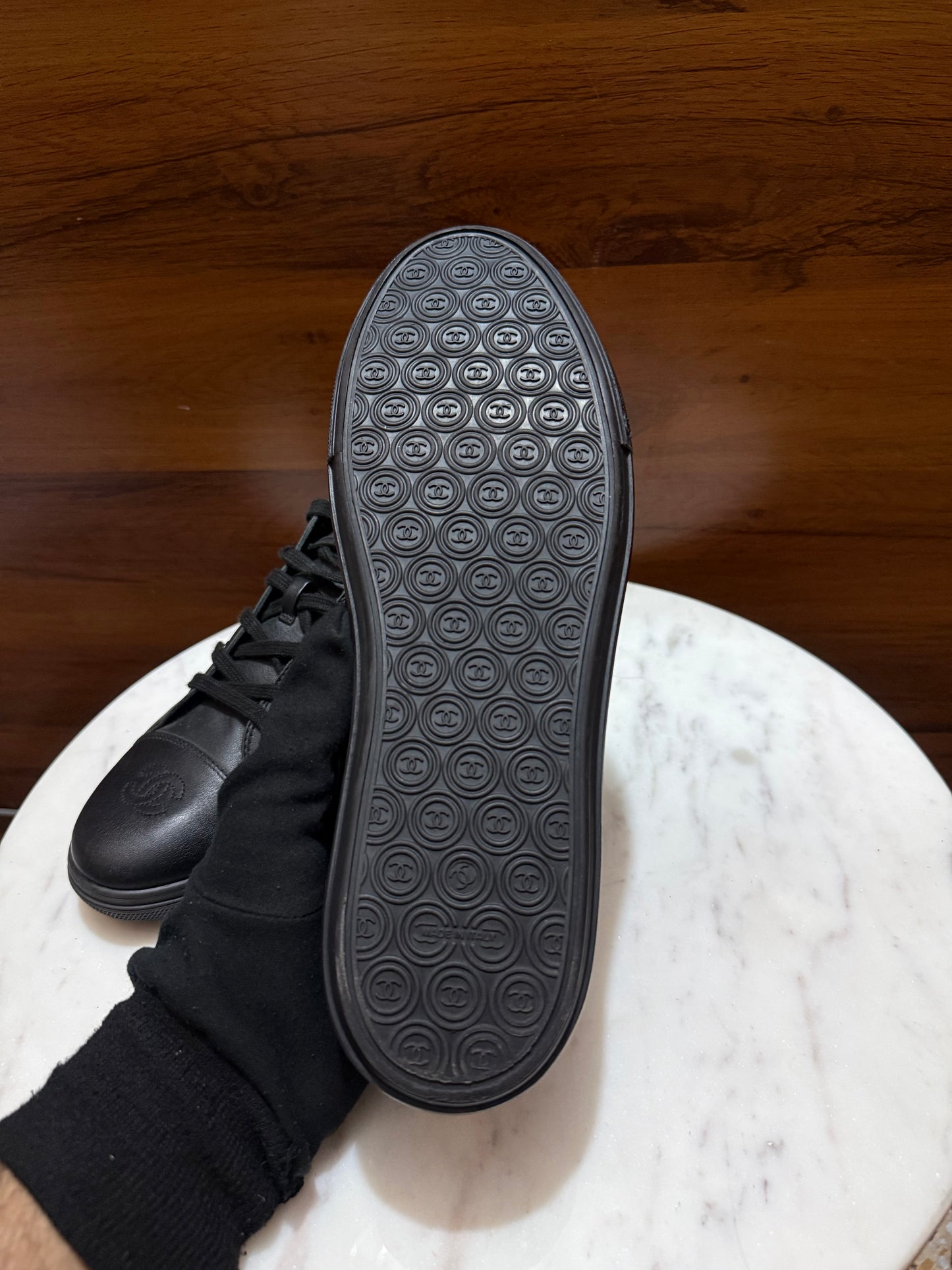 Chanel Interlocking CC Embroidered Leather Low-Top Sneakers