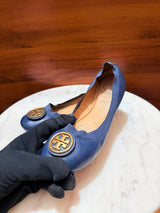 Tory Burch Minnie Travel Logo Medallion Leather Ballet Flats