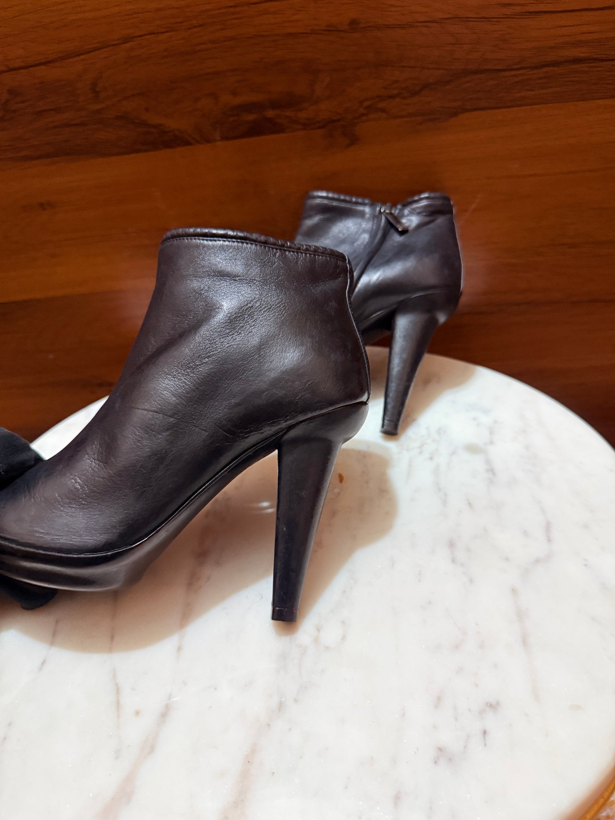 Bottega Veneta Intrecciato Trim Platform Heeled Ankle Boots