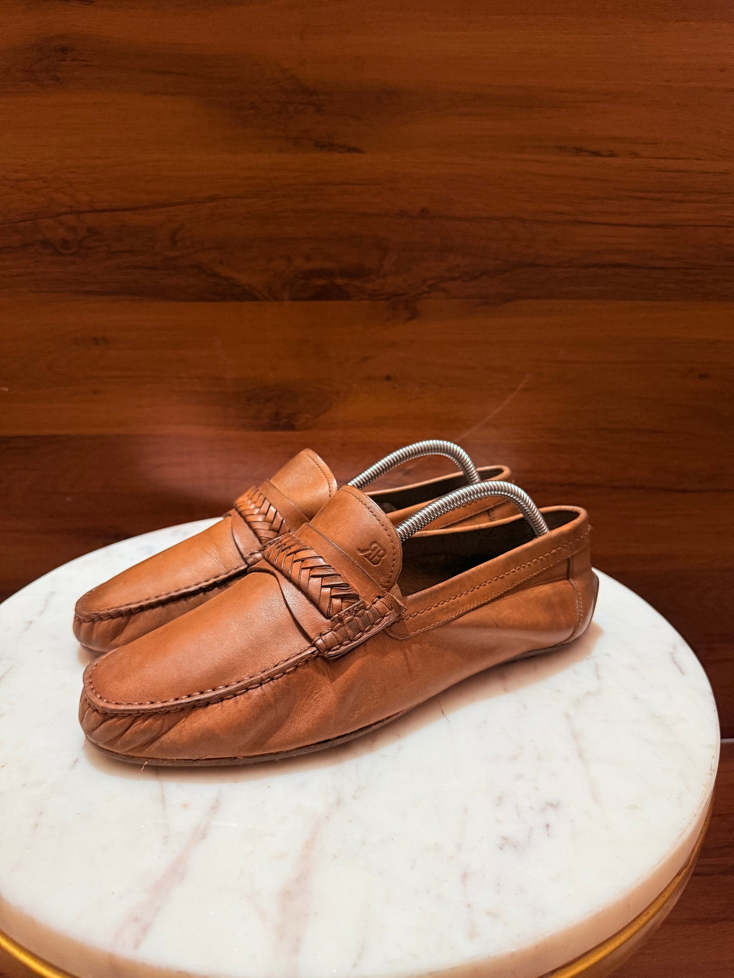 Rosso Brunello Woven Leather Penny Loafers
