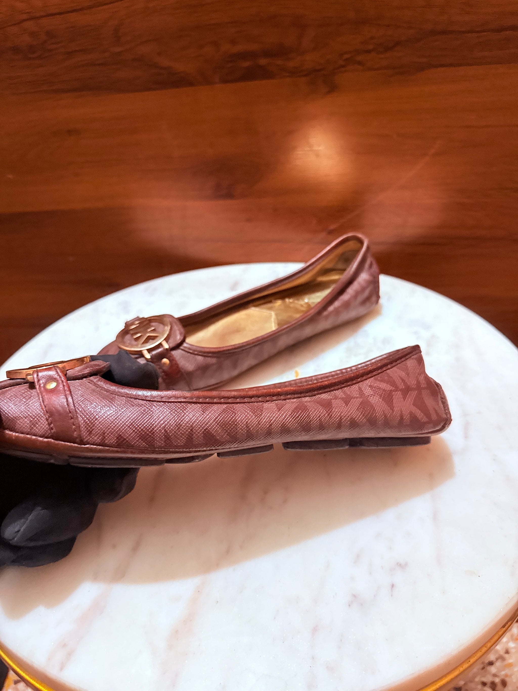 Michael Kors Fulton Signature Logo Monogram Canvas Ballet Flats