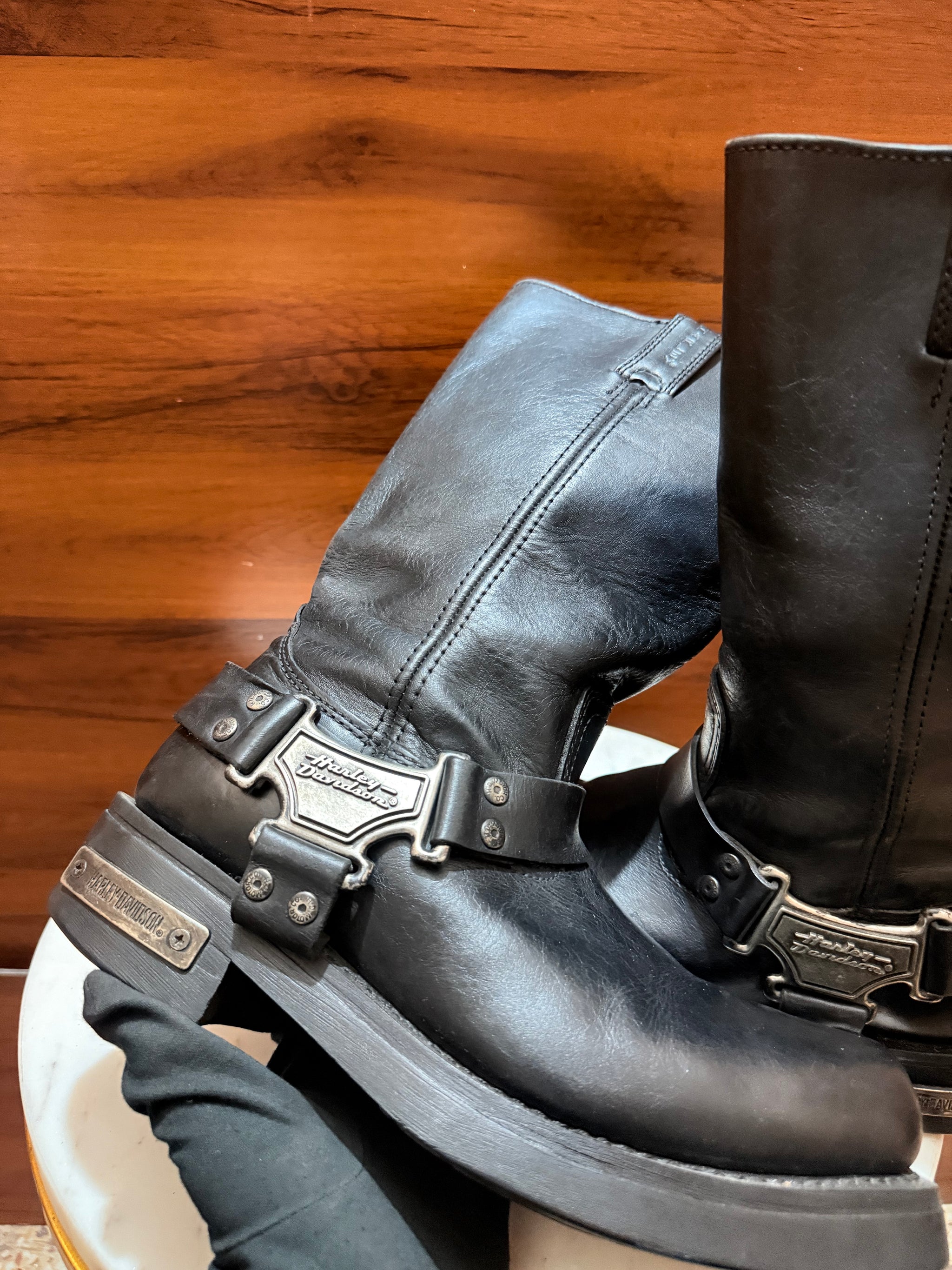 Harley-Davidson Harness Metal Plate Leather Biker Boots