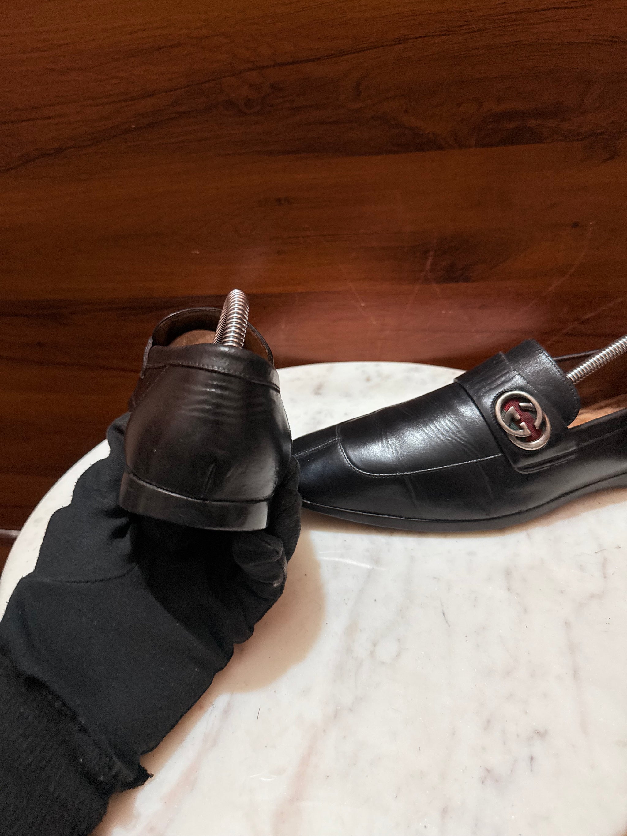 Gucci Interlocking G Logo Leather Loafers