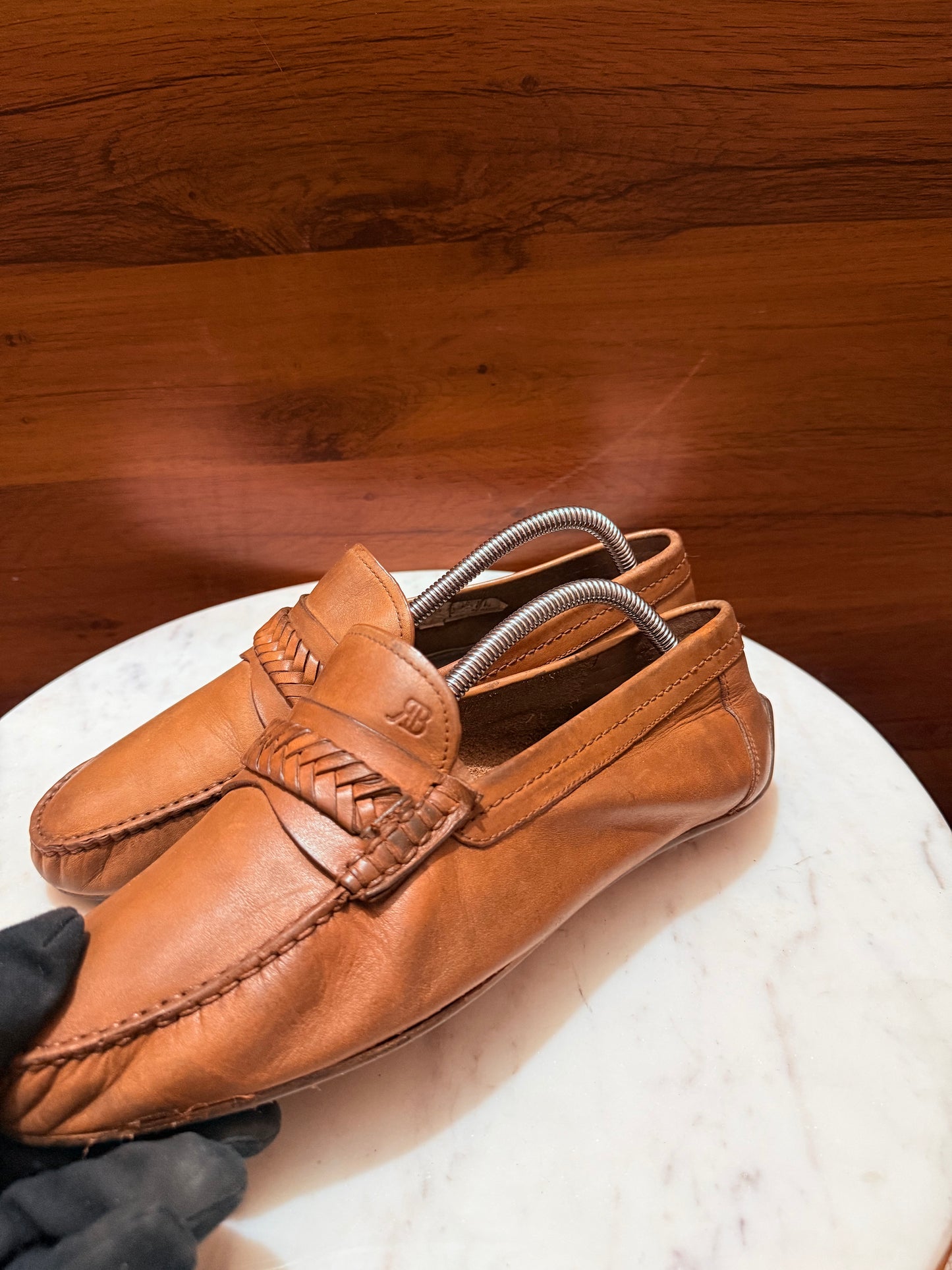 Rosso Brunello Woven Leather Penny Loafers