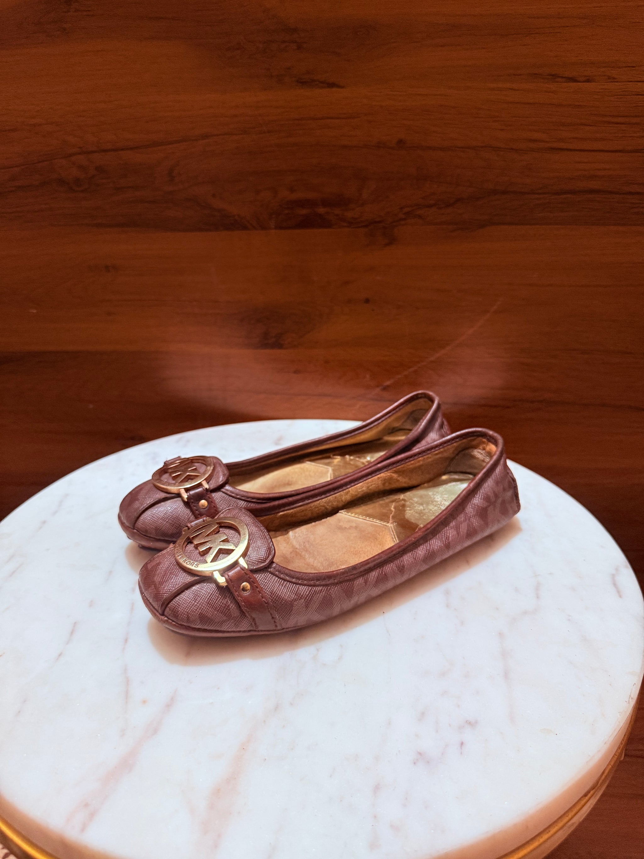 Michael Kors Fulton Signature Logo Monogram Canvas Ballet Flats