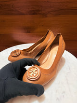 Tory Burch Reva Logo Leather Wedge Pumps