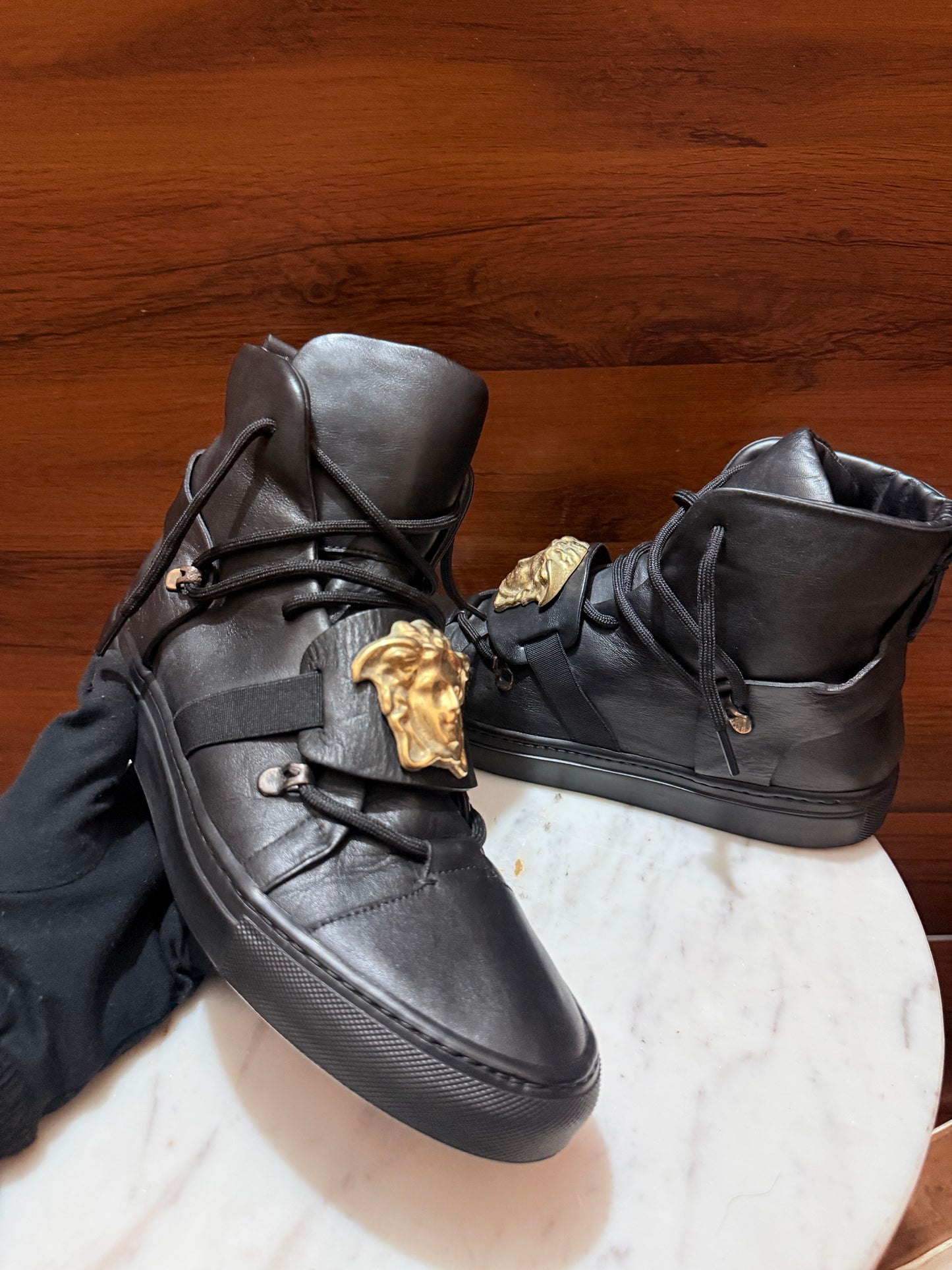 Versace Medusa Head High-Top Leather Sneakers