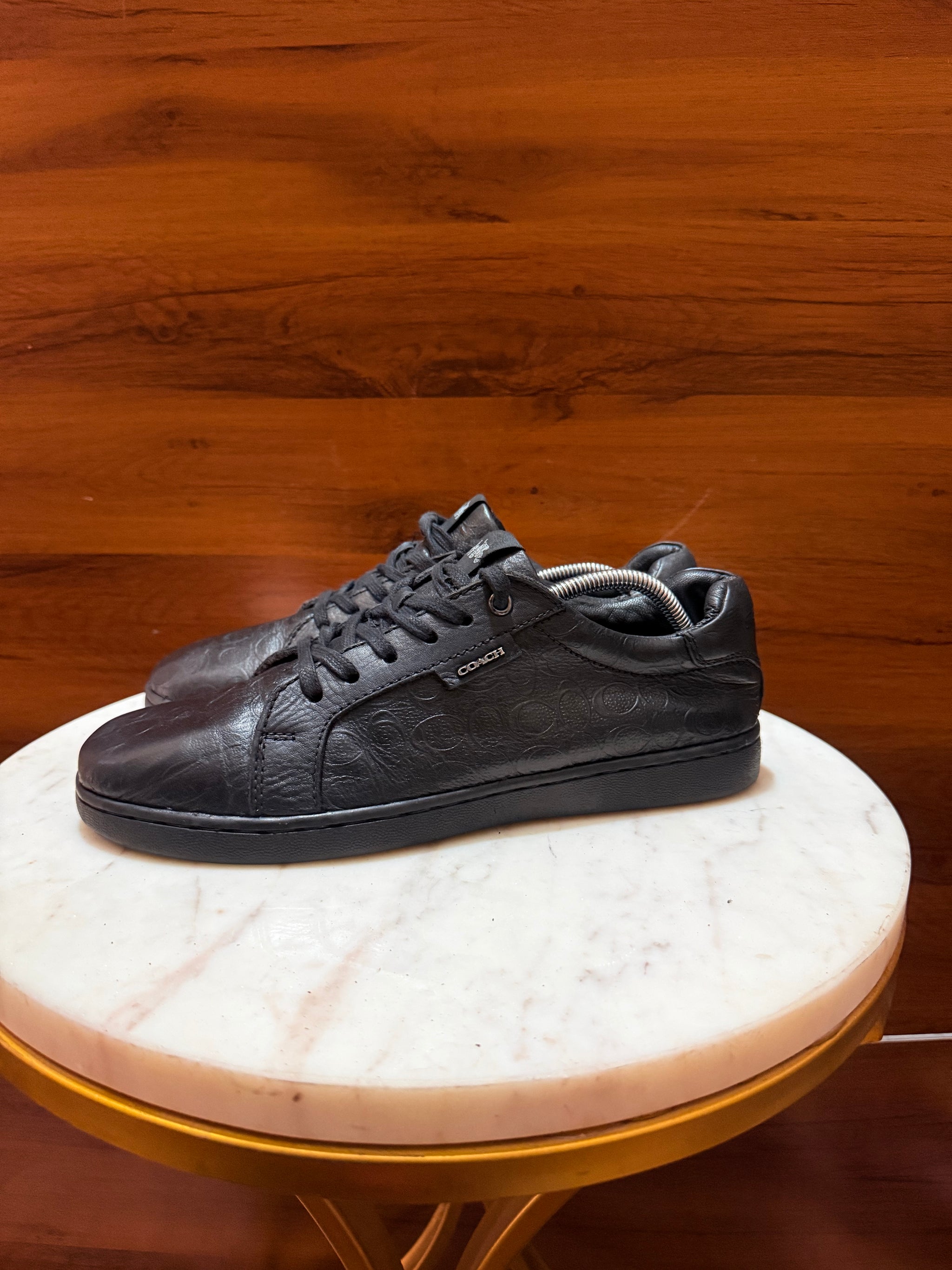 Coach Signature Monogram Embossed Leather Low-Top Sneakers
