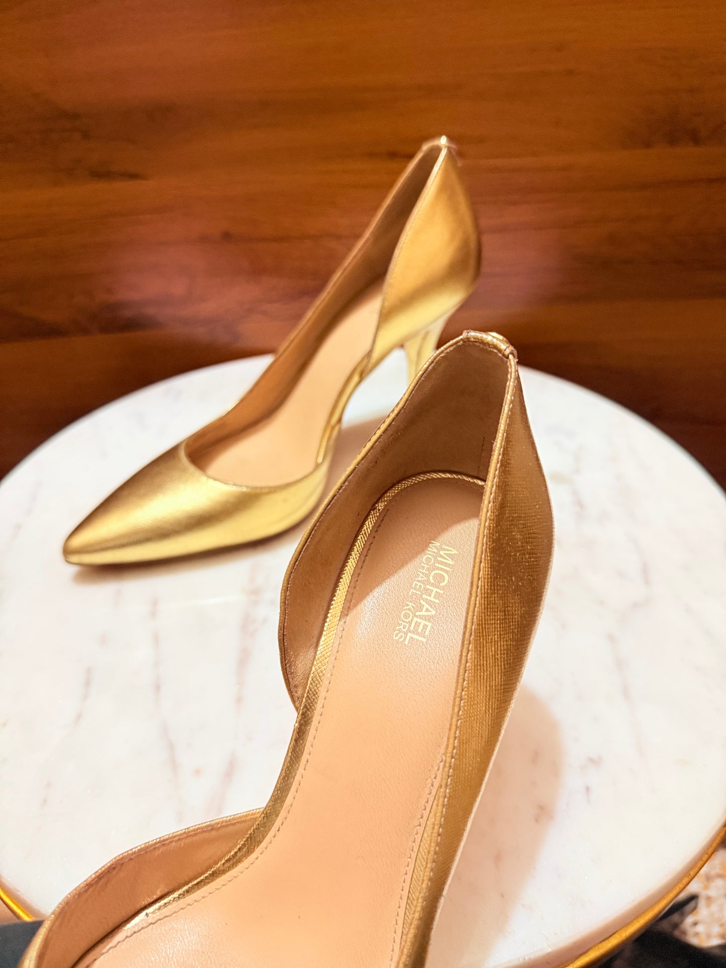 Michael Kors Metallic Saffiano Leather Pointed-Toe Pumps