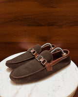 Louis Vuitton Suede LV Initial Buckle Driving Loafers