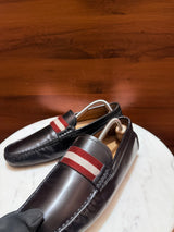 Bally Web Stripe Leather Driving Loafers