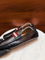 Bally Web Stripe Leather Driving Loafers