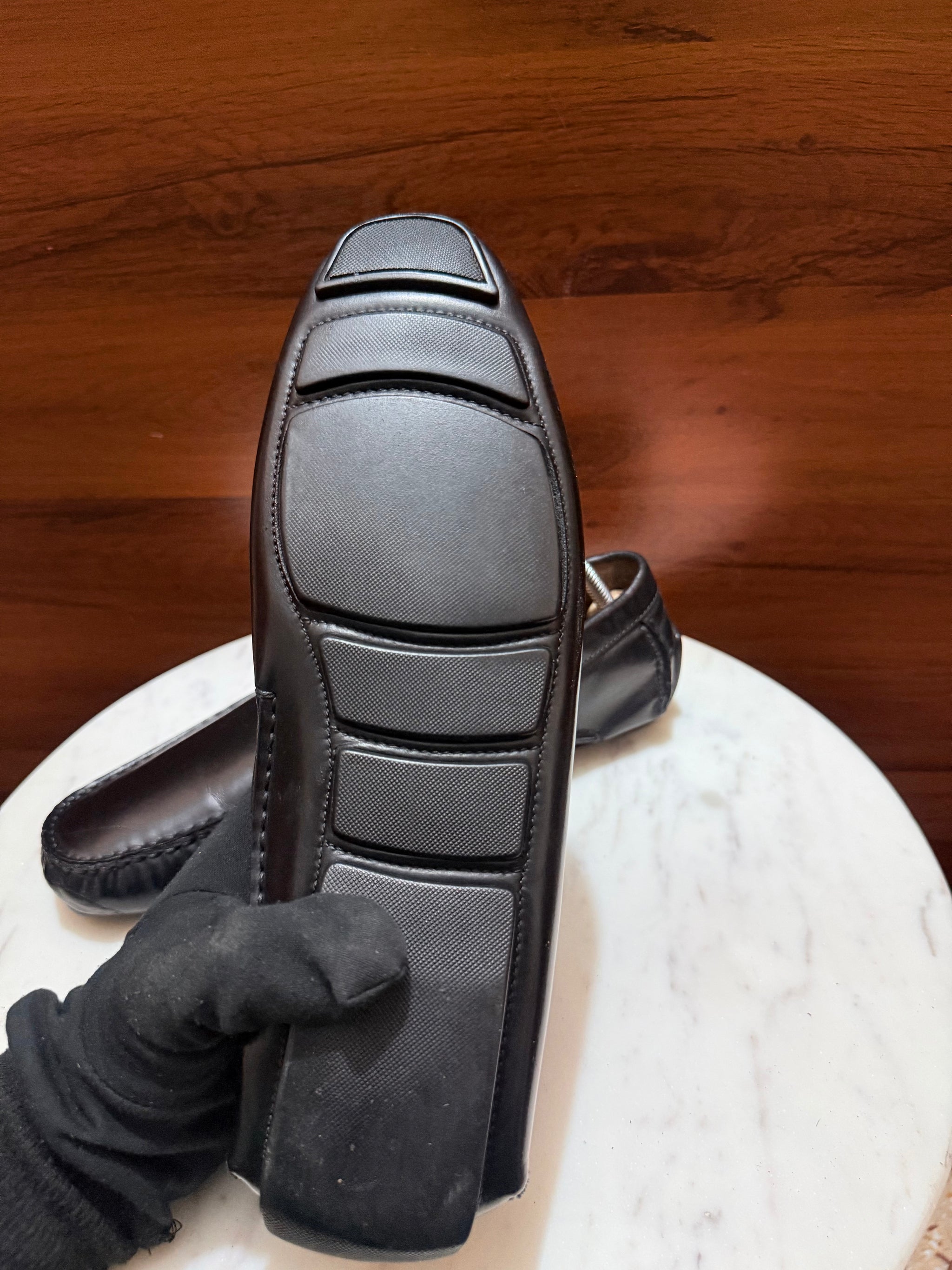 Bally Web Stripe Leather Driving Loafers